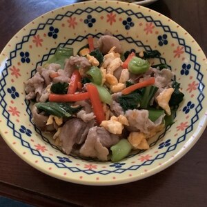 青梗菜と豚肉の卵炒め